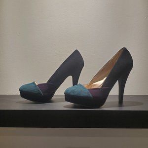 Color blocked platform heels